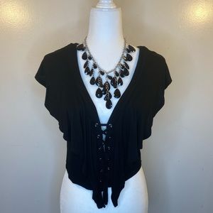 Charlotte Russe Crop Lace Up Top